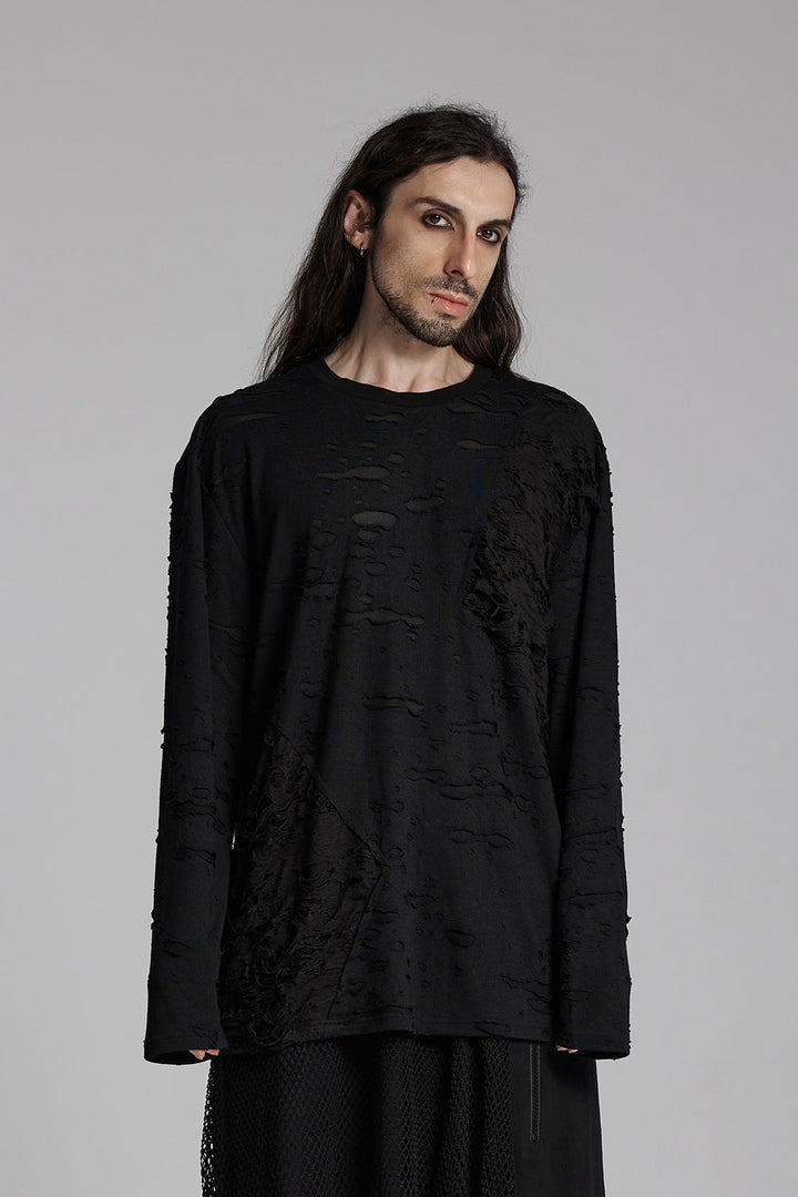 mens long sleeve black punk top