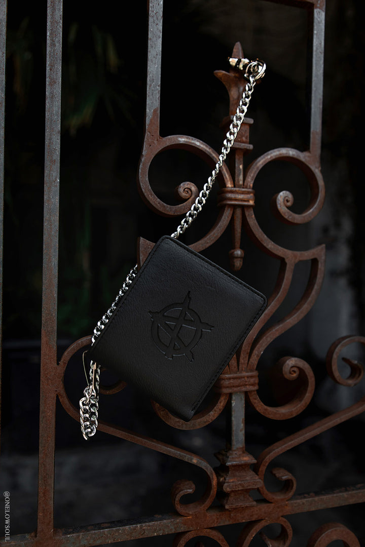 embossed anarchy symbol wallet