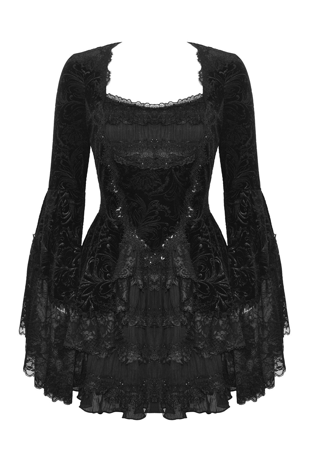 womens black lace and glitter goth dress