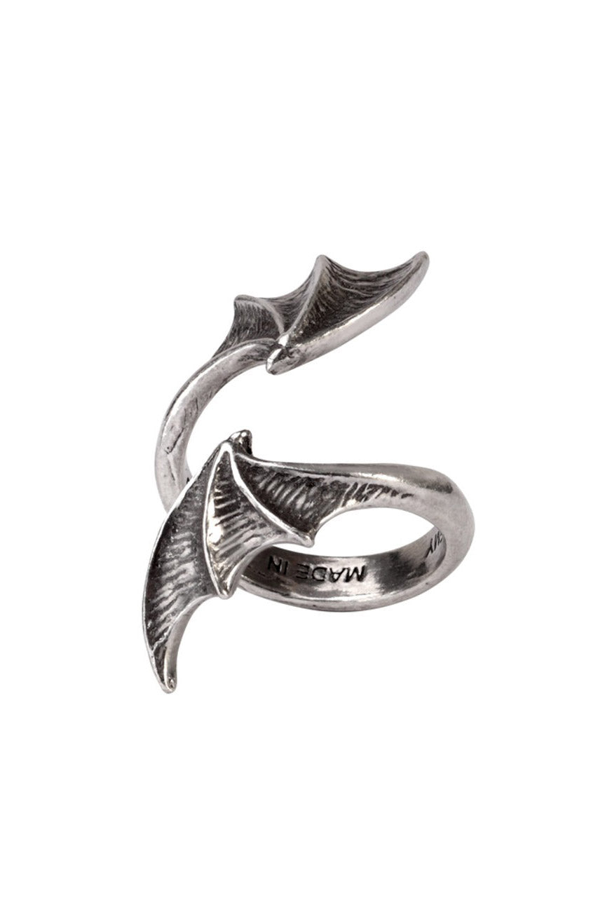womens antique finish bat wing ring