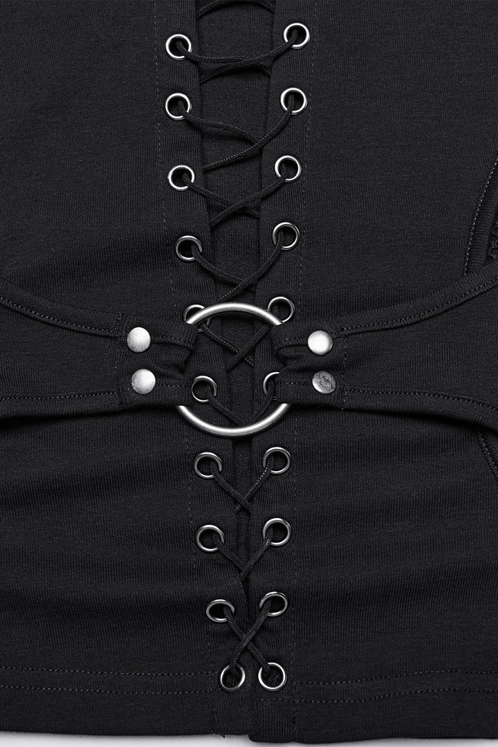 womens eyelet lace-up top with tumbholes