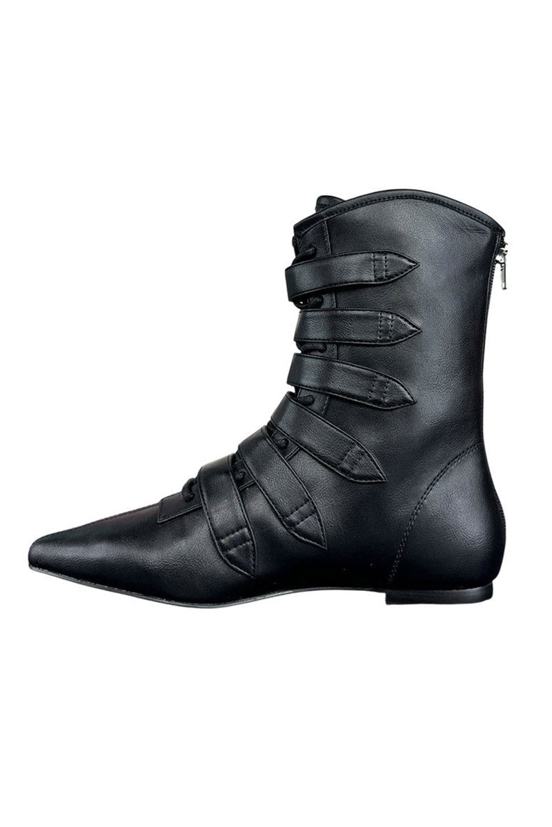 vegan leather flat witchy pilgrim peasant shoes