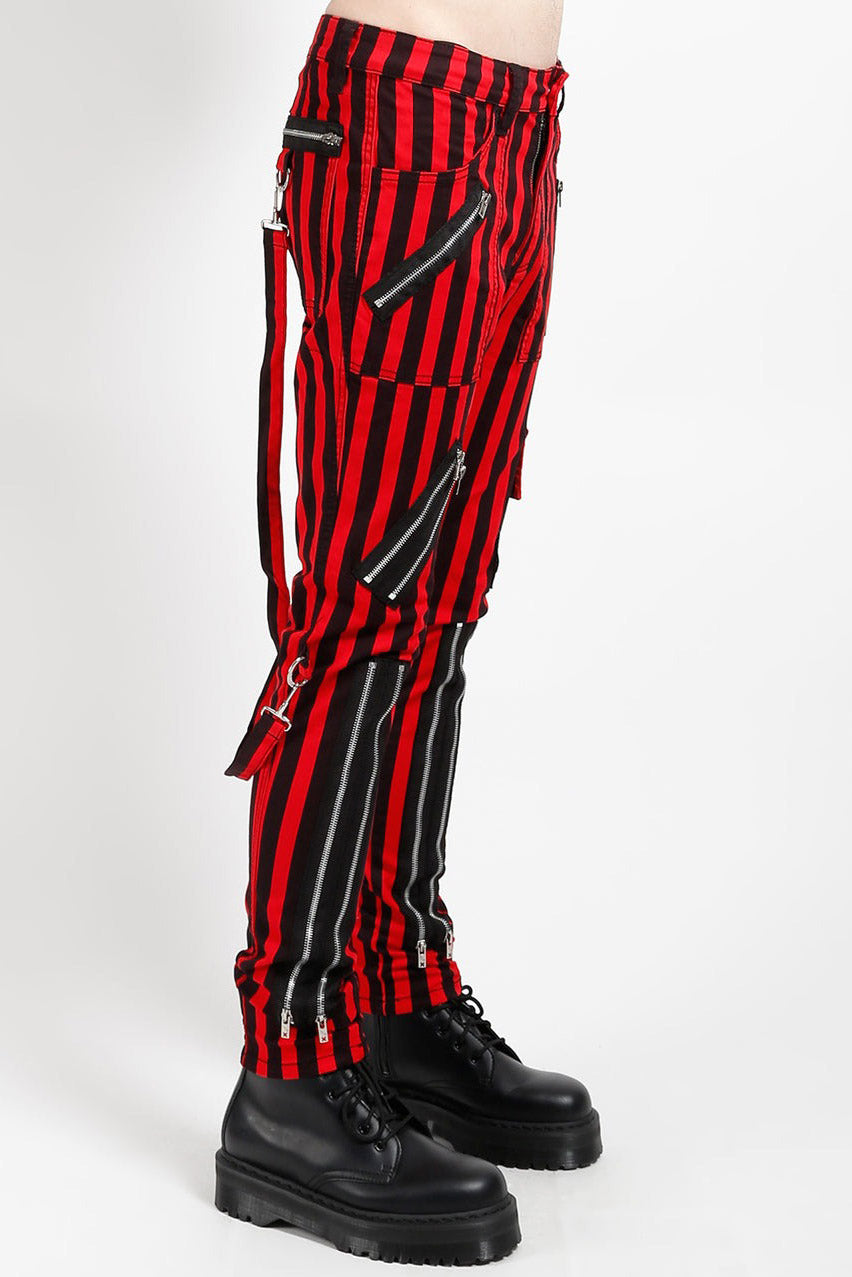 black and red stripe skinny pants