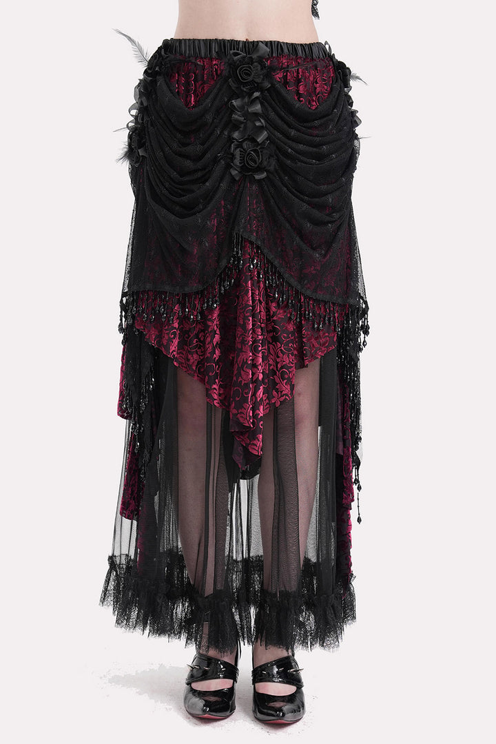 vintage goth inspired red asymmetric skirt