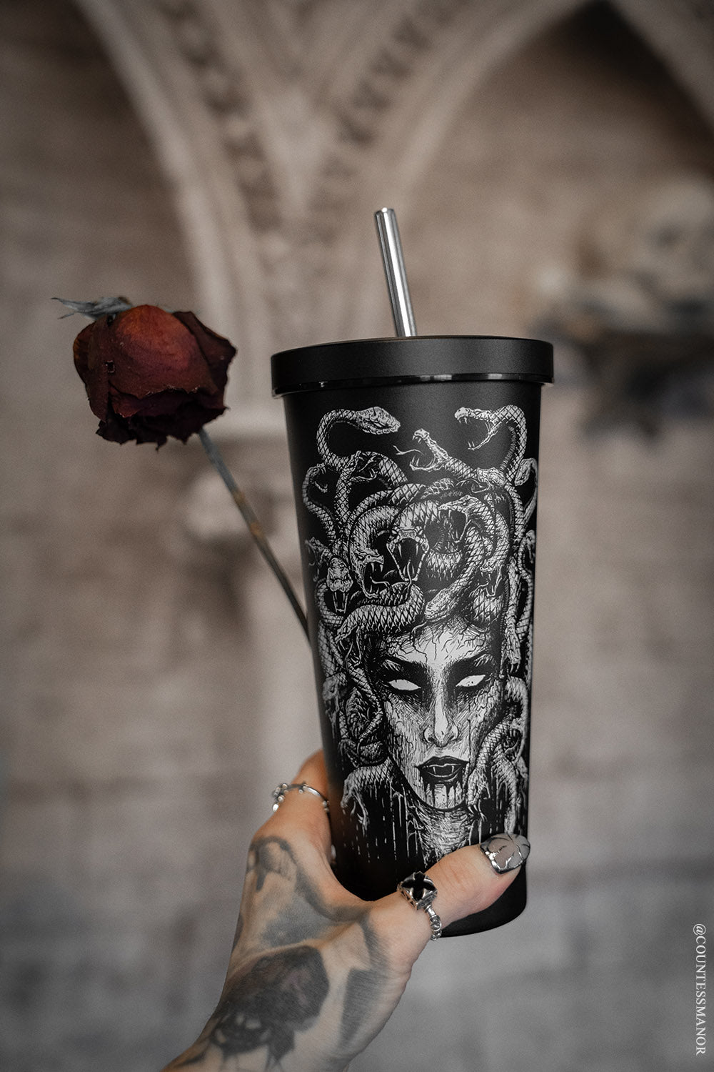 stainless steel goth coffee cup to go