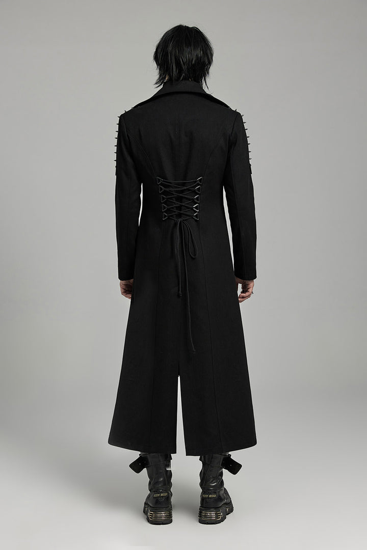 mens spiked punk long jacket