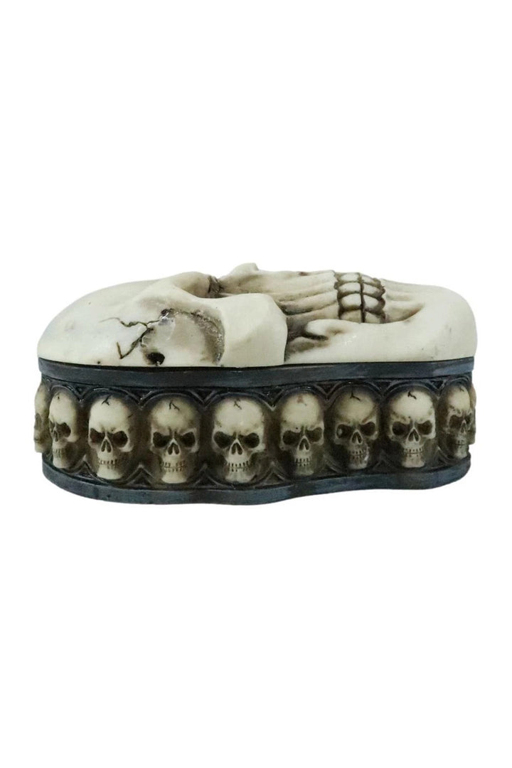 hand-painted human skull storage box