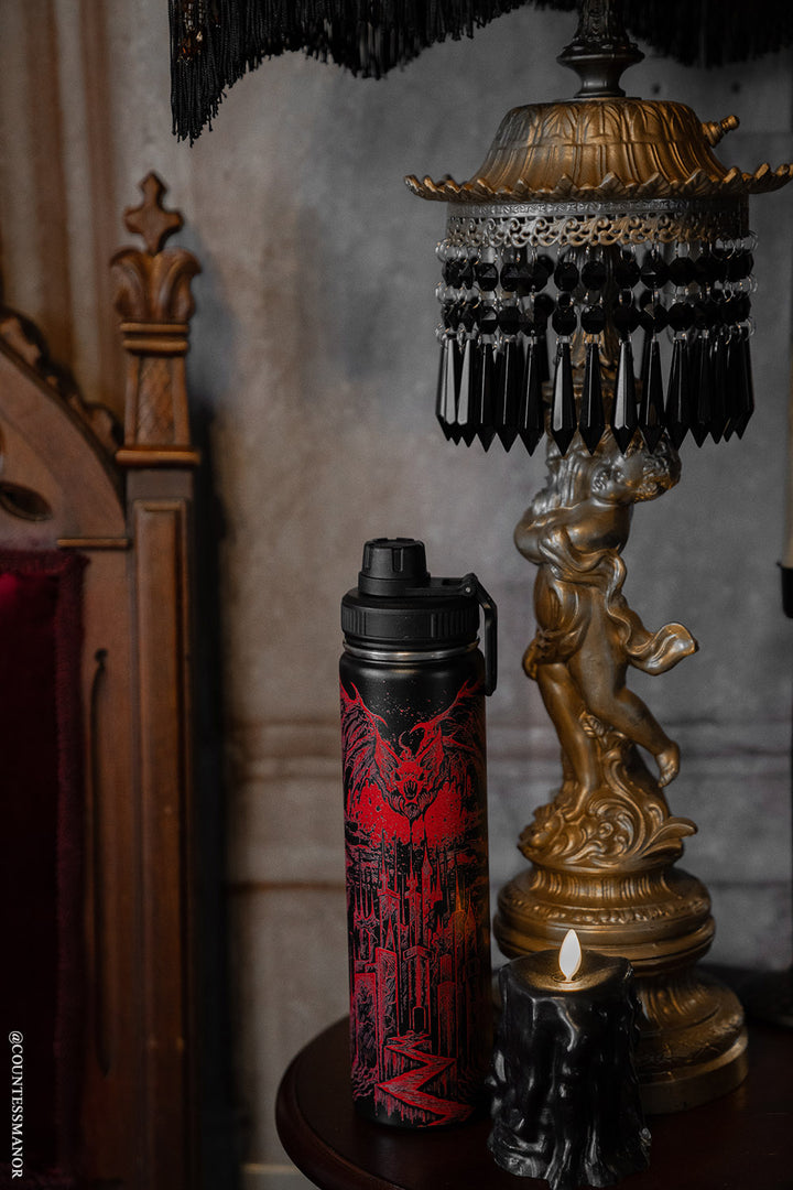 stainless steel vampire bat goth water bottle