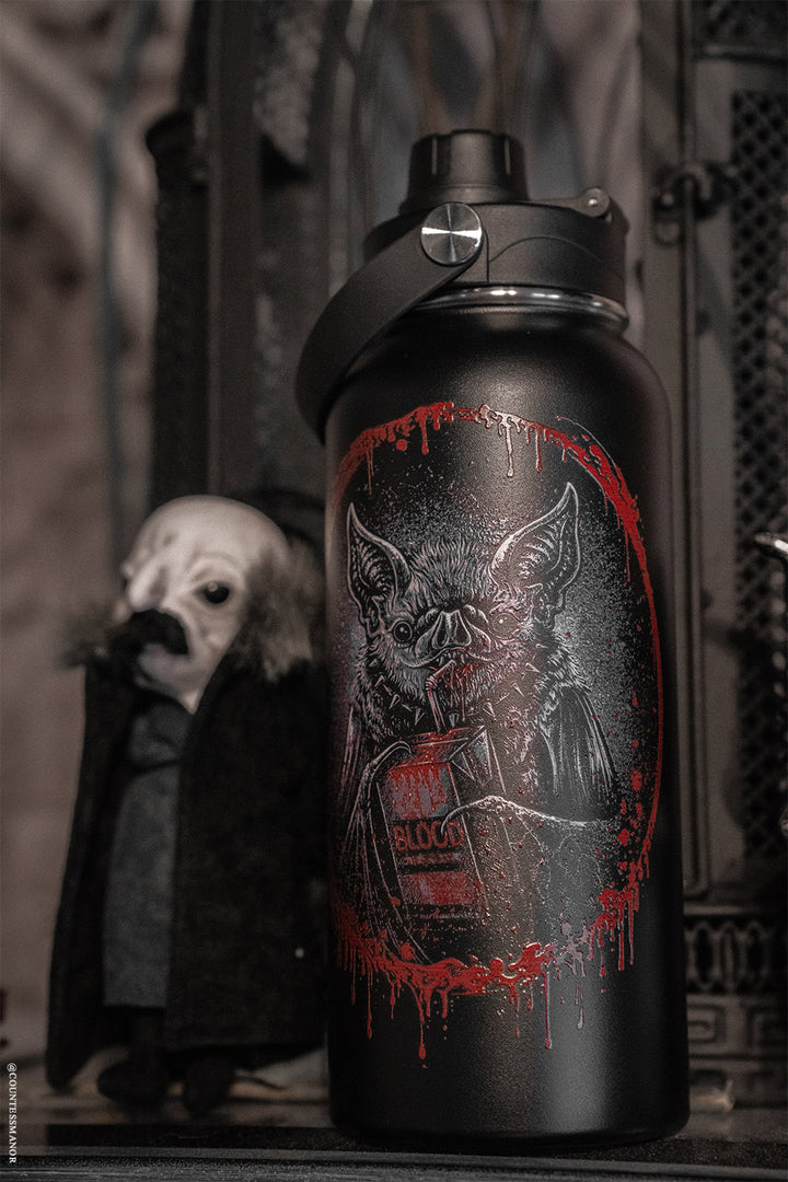 stainless steel gothic bloody bat water bottle