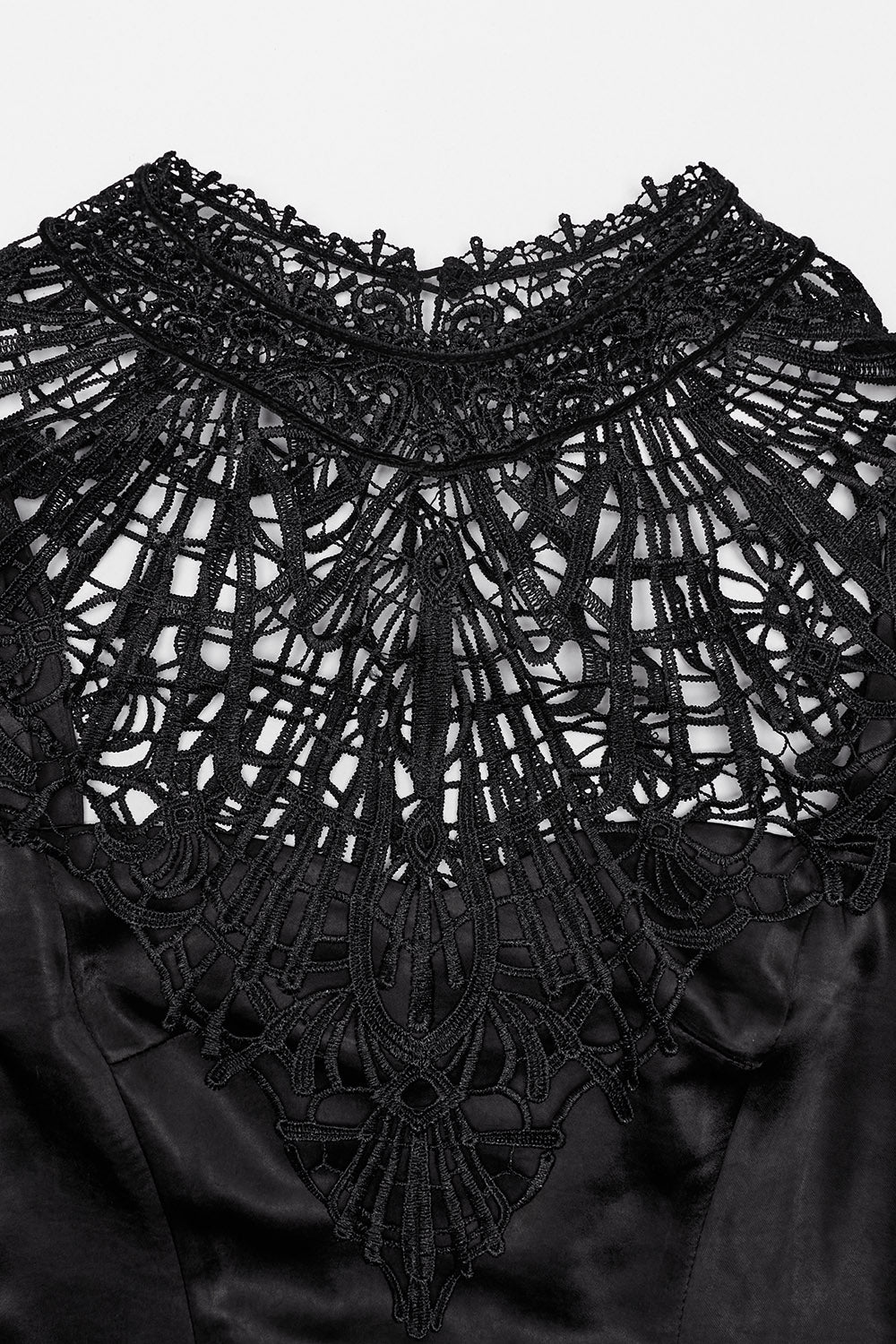 womens high collar satin spiderweb dress