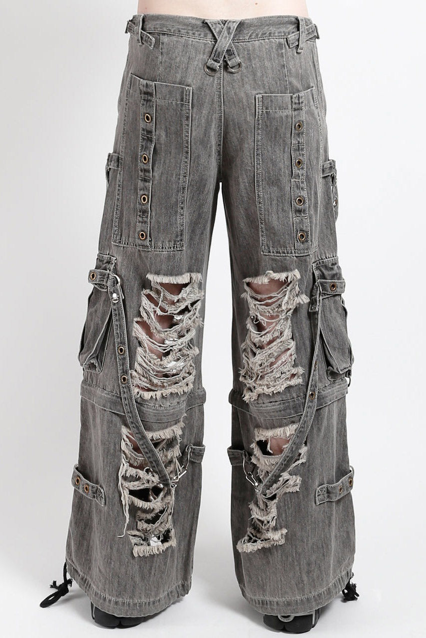 gothic black denim cargo pants