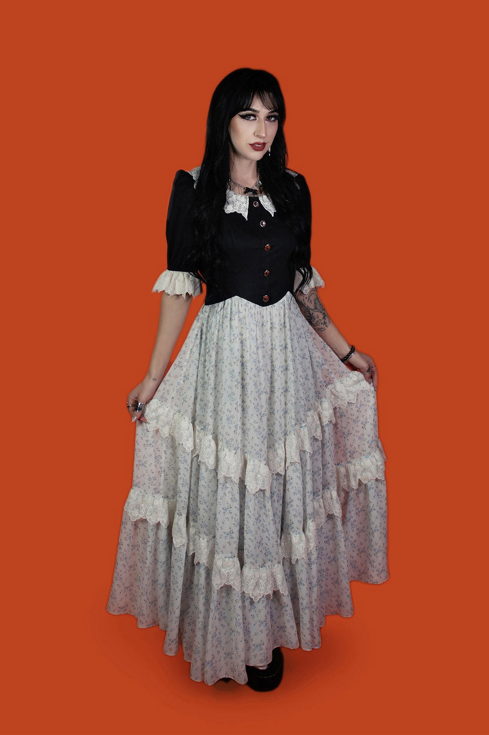 dark cottagecore dress
