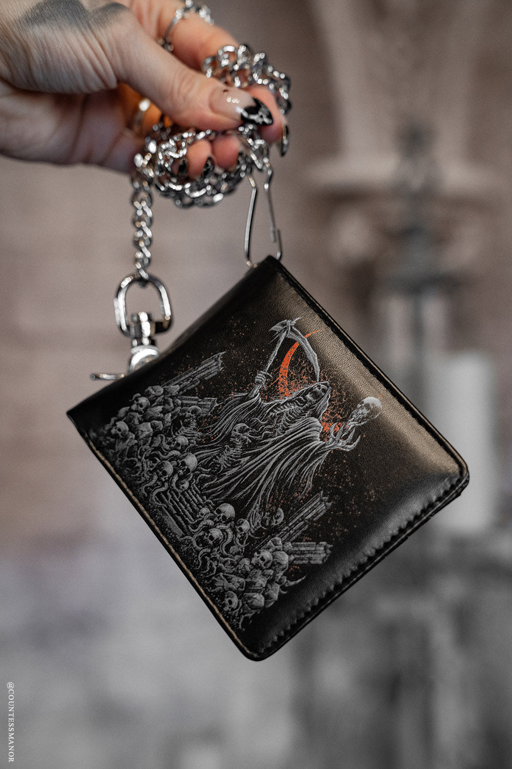 gothic hardcore grim reaper bi-fold wallet