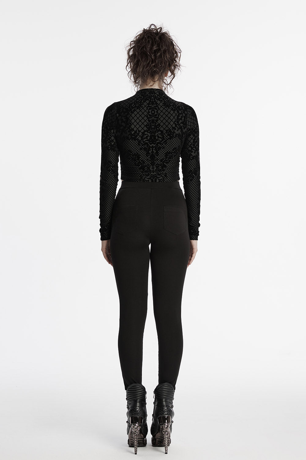 womens gothic black high rise leggings