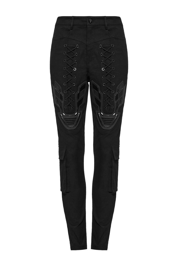 womens lace-up punk slim fit pants