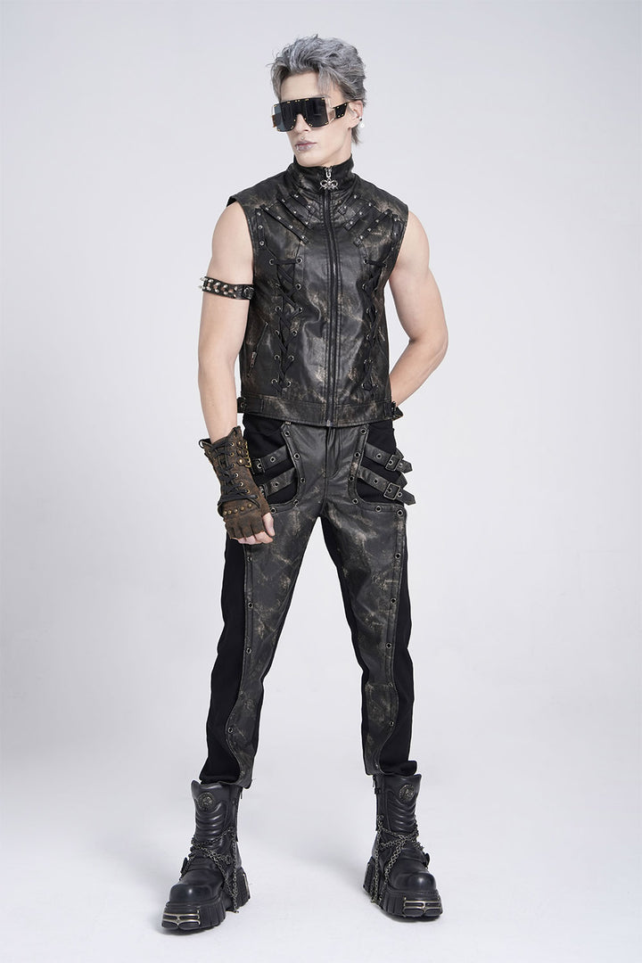 mens black rugged waistcoat by devil fashion
