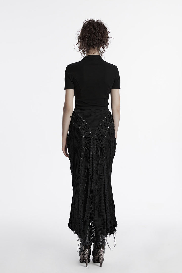 distressed hem grunge goth skirt by punk rave