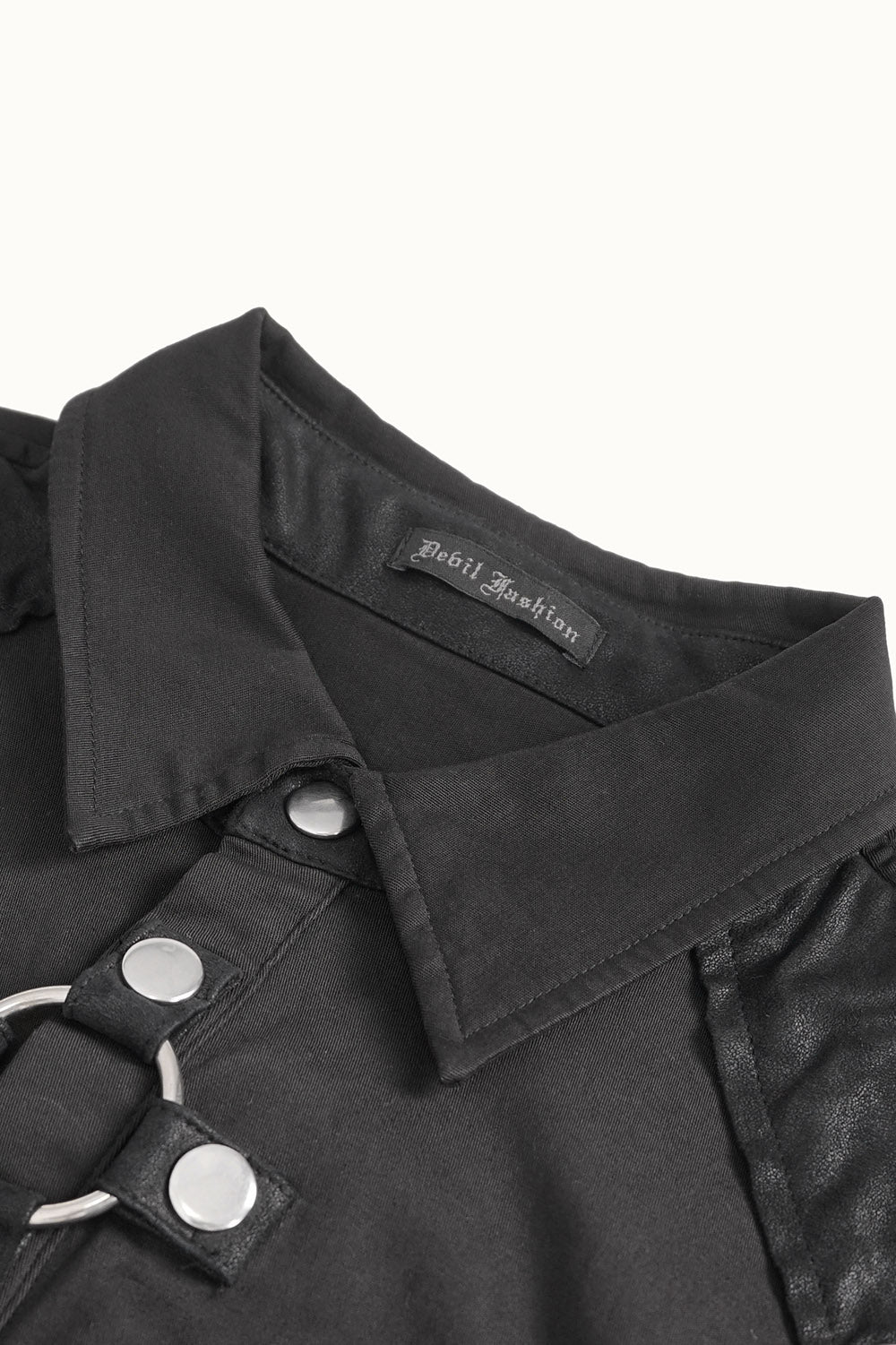 mens collared gothic shirt with front button closure