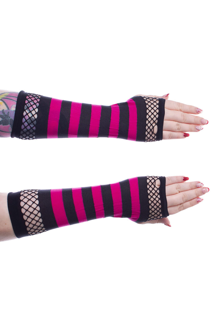 grunge goth striped arm warmers