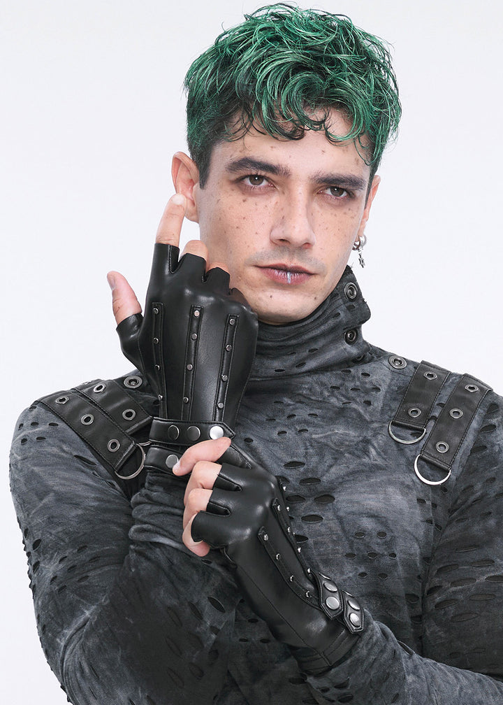 mens goth gloves