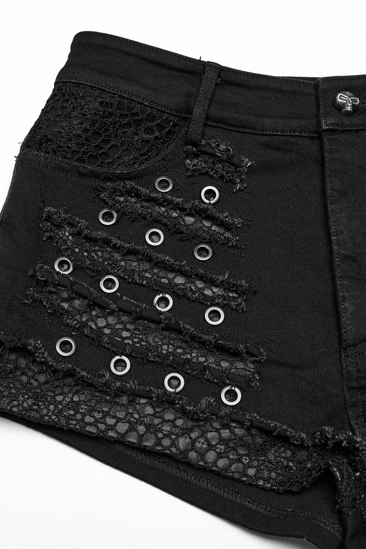 gothic cotton fishnet shorts