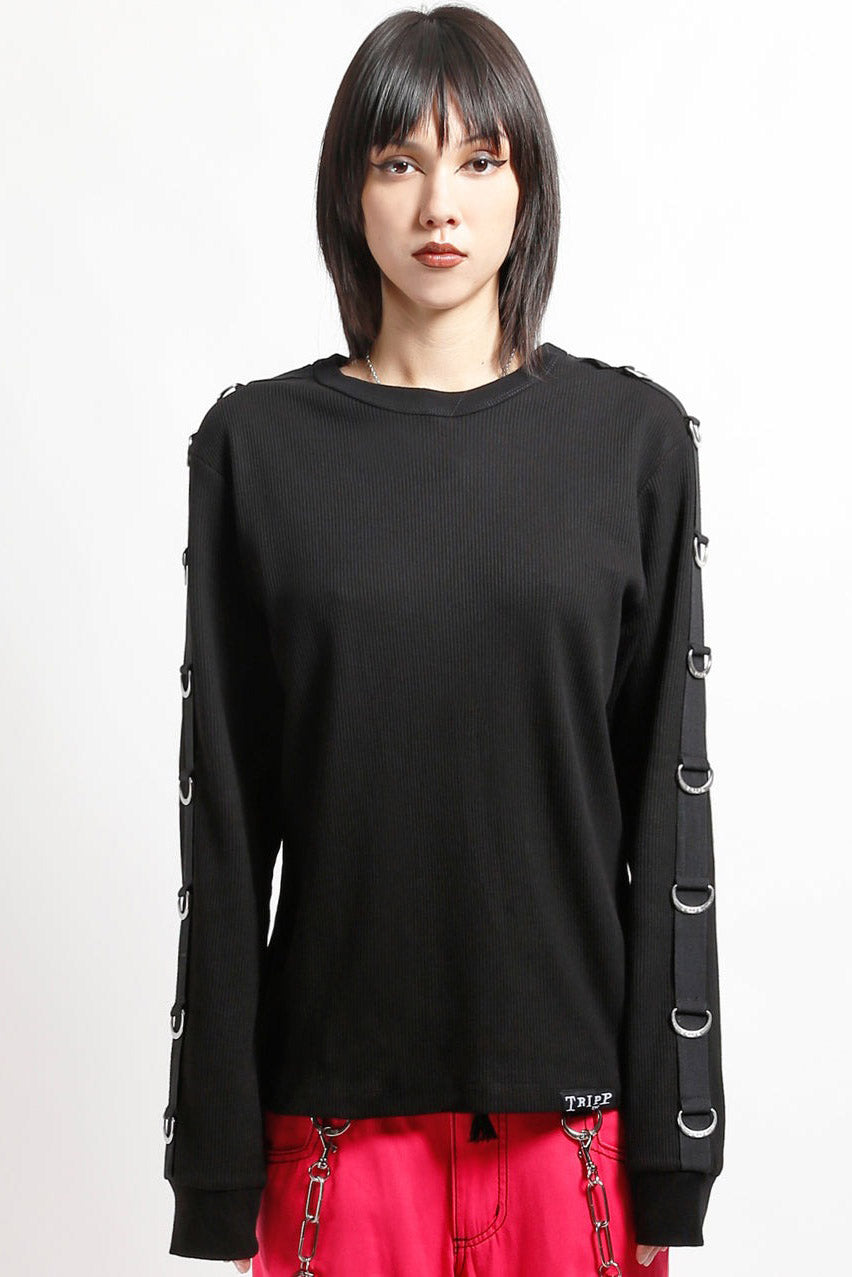 womens oversized d-ring punk shirt
