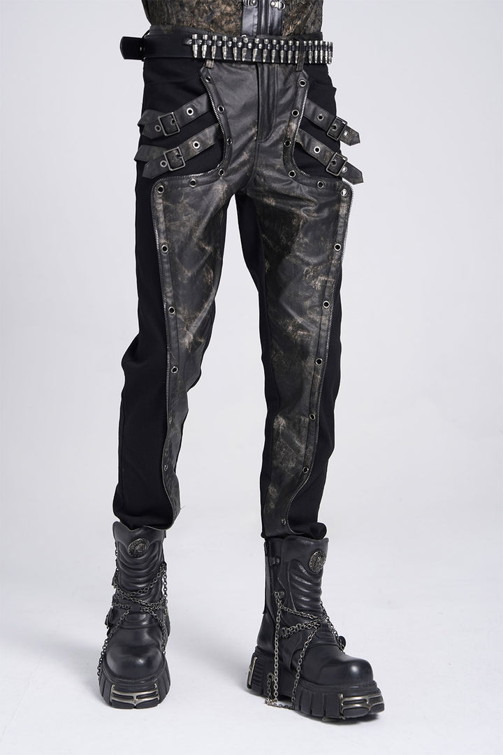 mens vegan leather grunge goth pants