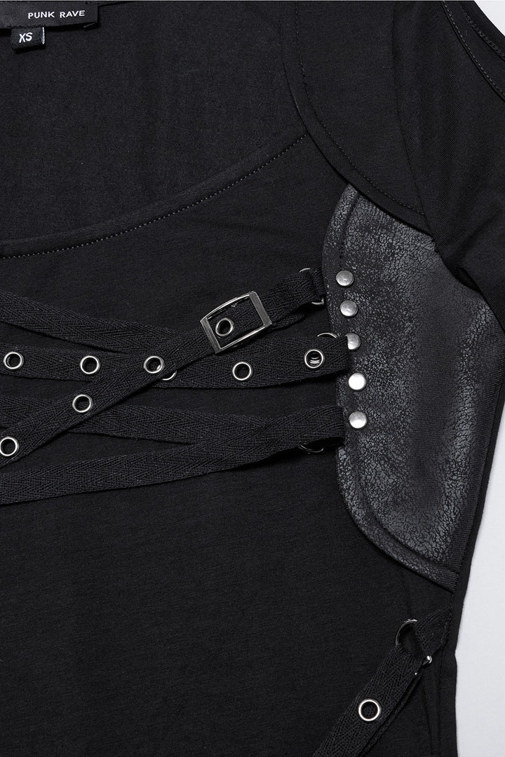 medieval goth buckled black top