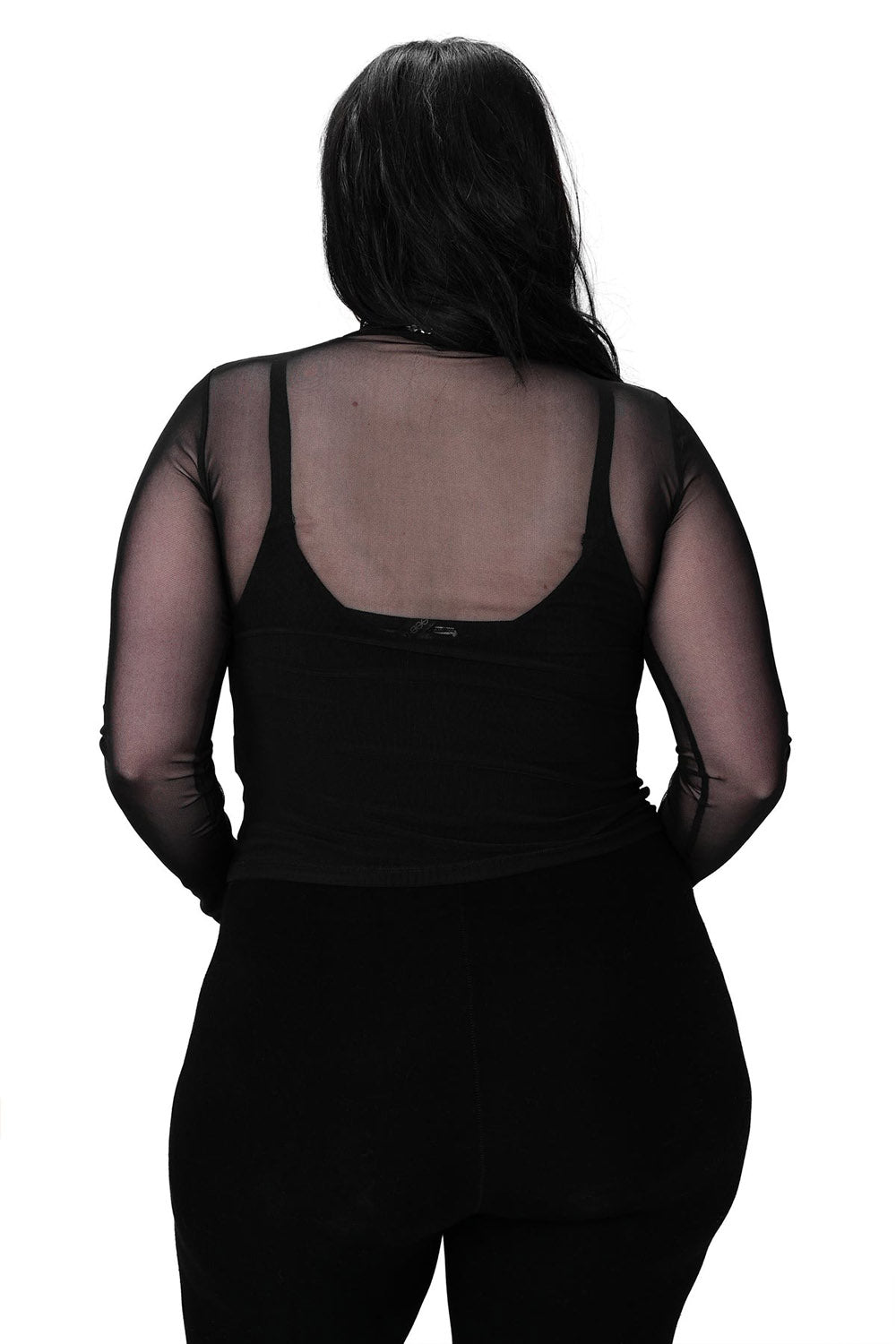 transparent sheer opaque mesh punk black mesh top