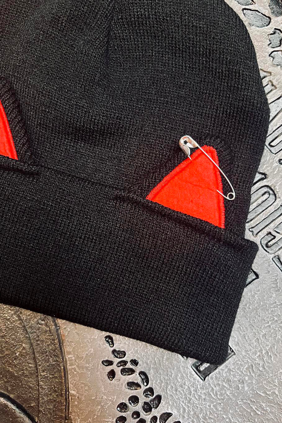 street goth safety pin beanie