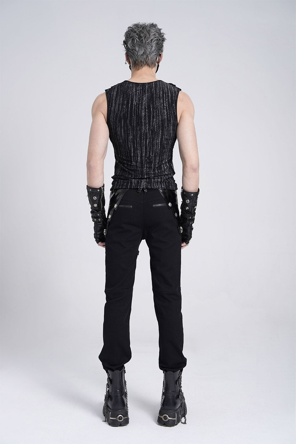 mens grunge goth fishnet tank top with zipper closure by devil fashion