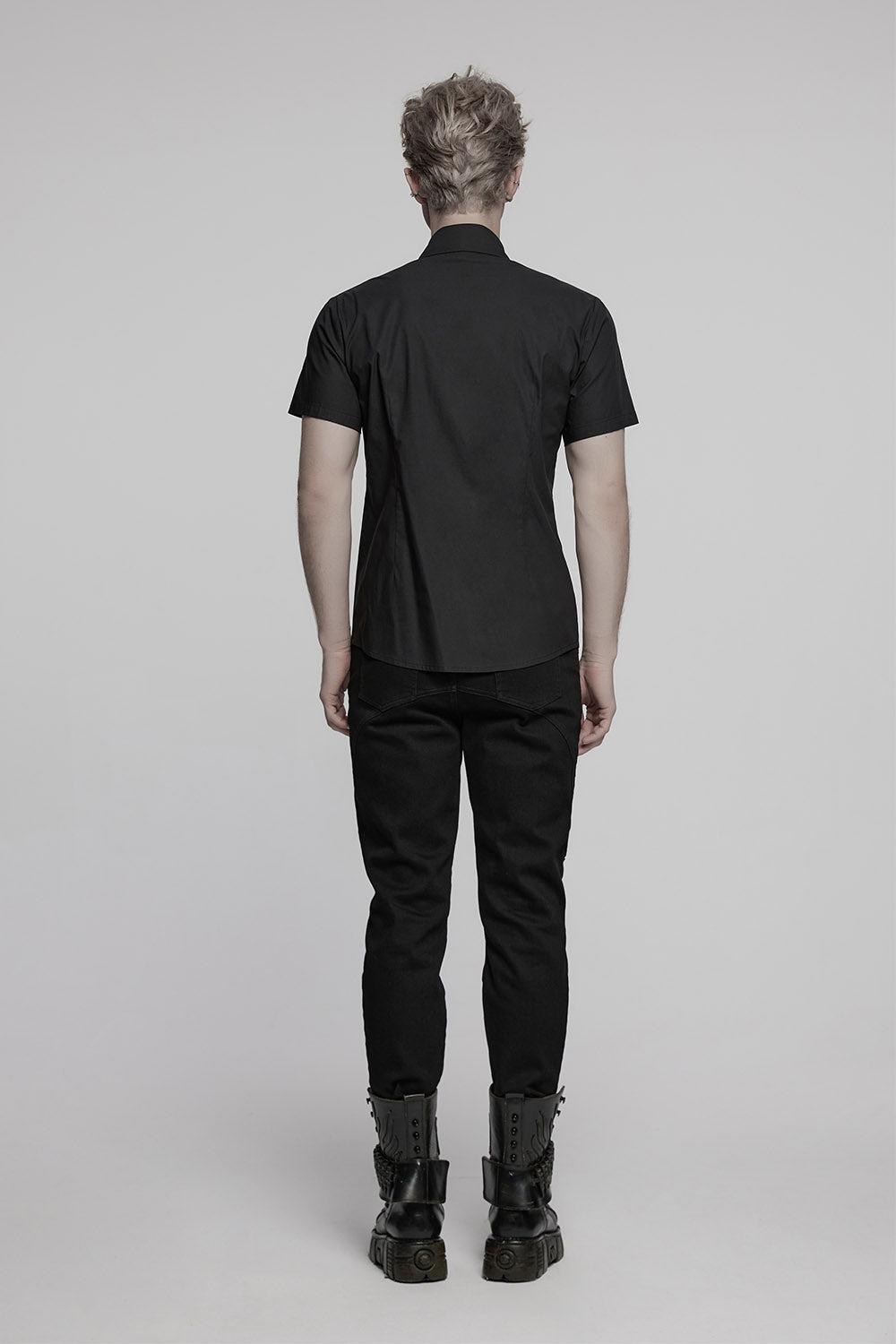 short sleeve punk mens collared shirt