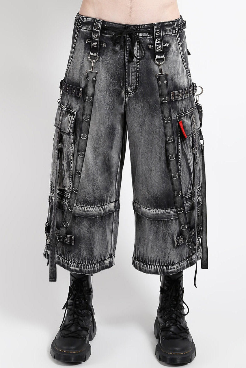mens long punk cargo shorts