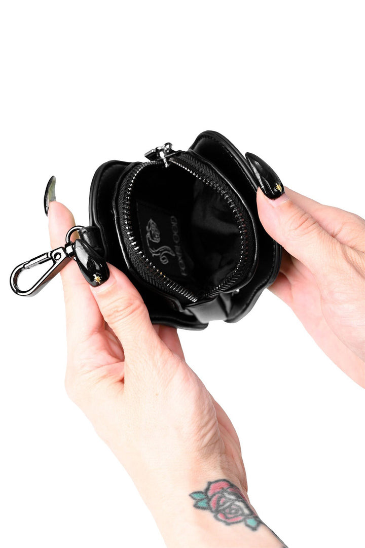 black vegan leather slime drip halloween small bag