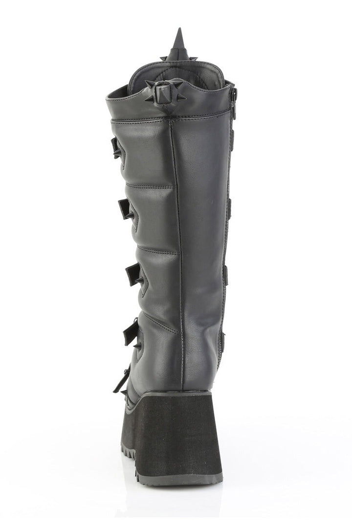 knee-high spiked black gothic boots by demonia