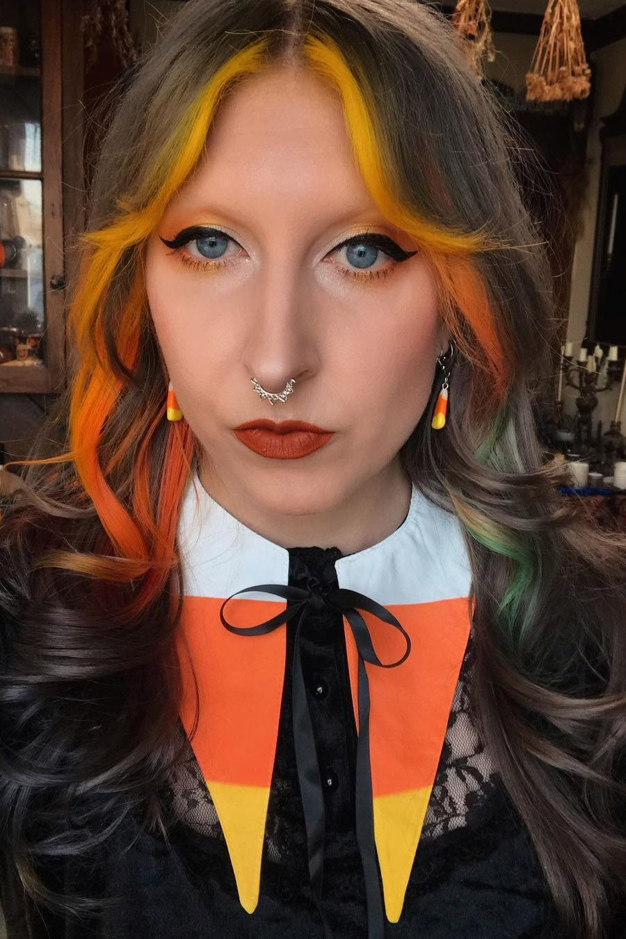 spooky candy corn collar