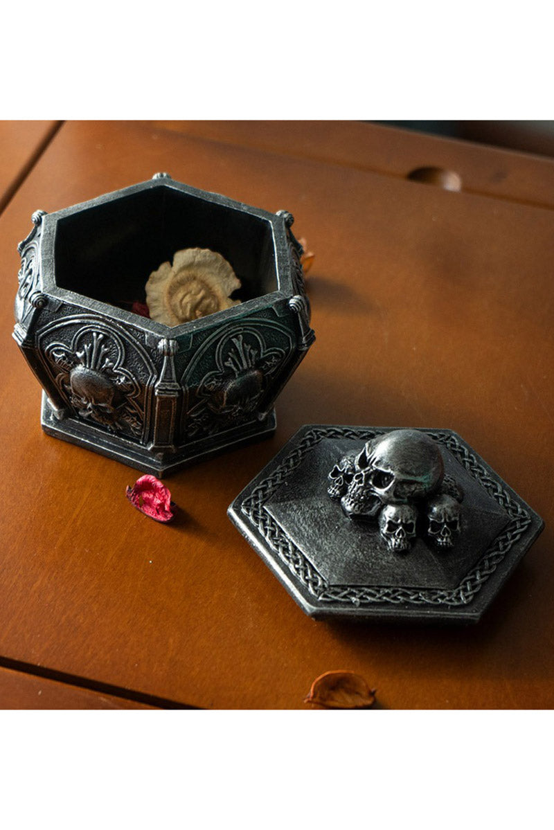 silver skull jewelry box