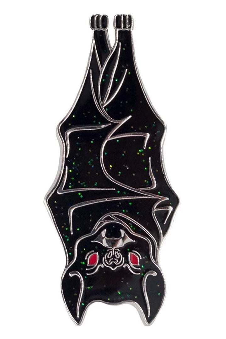 Hanging Bat Glitter Enamel Pin - pins & patches - VampireFreaks - Kreepsville