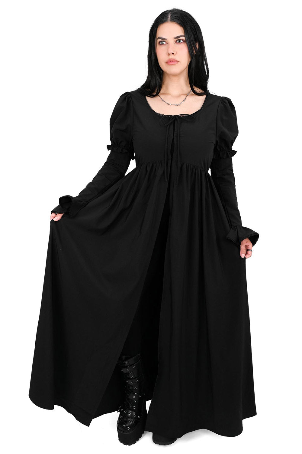 long black cardigan with puff sleeves by foxblood
