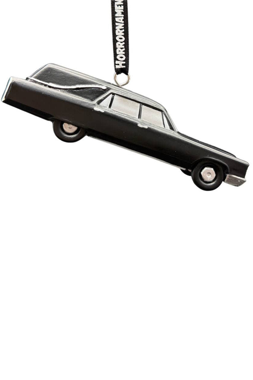 black gothic hearse christmas ornament