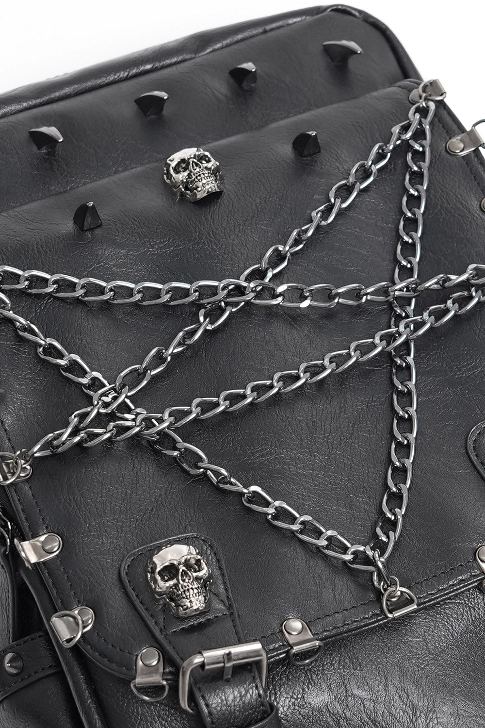 punk computer backpack with skulls and chains