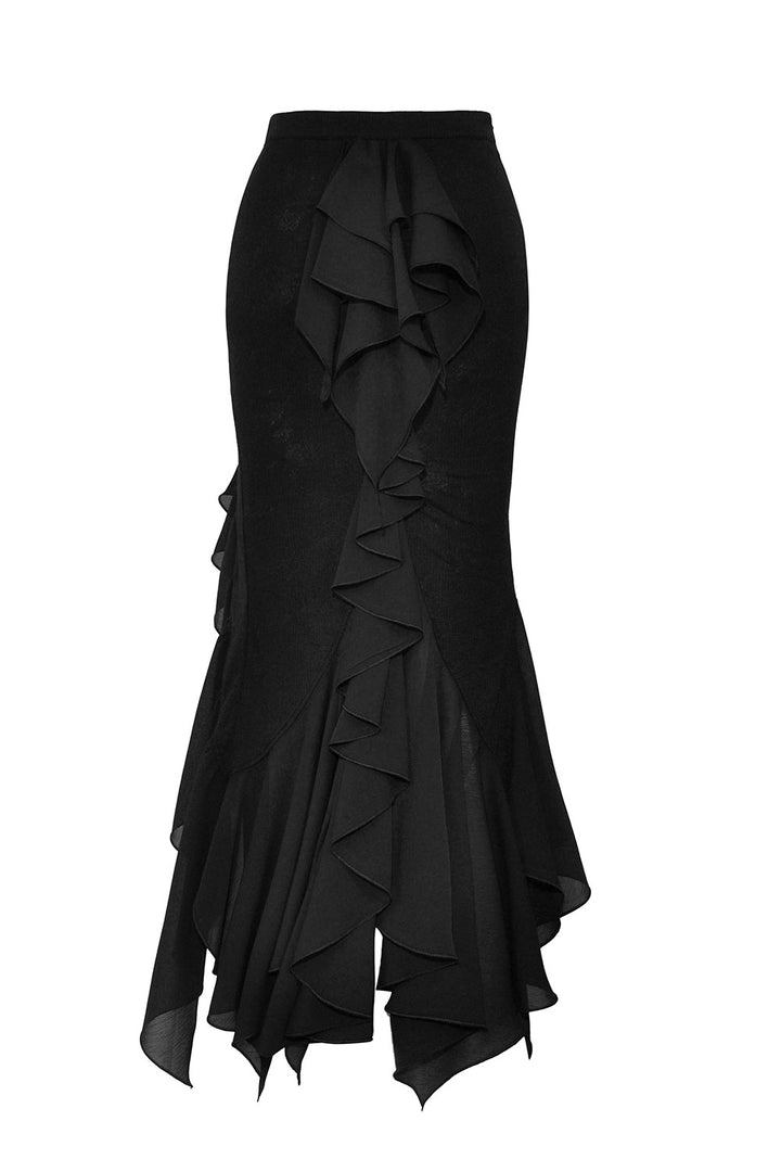 witchy hem ruffled goth skirt