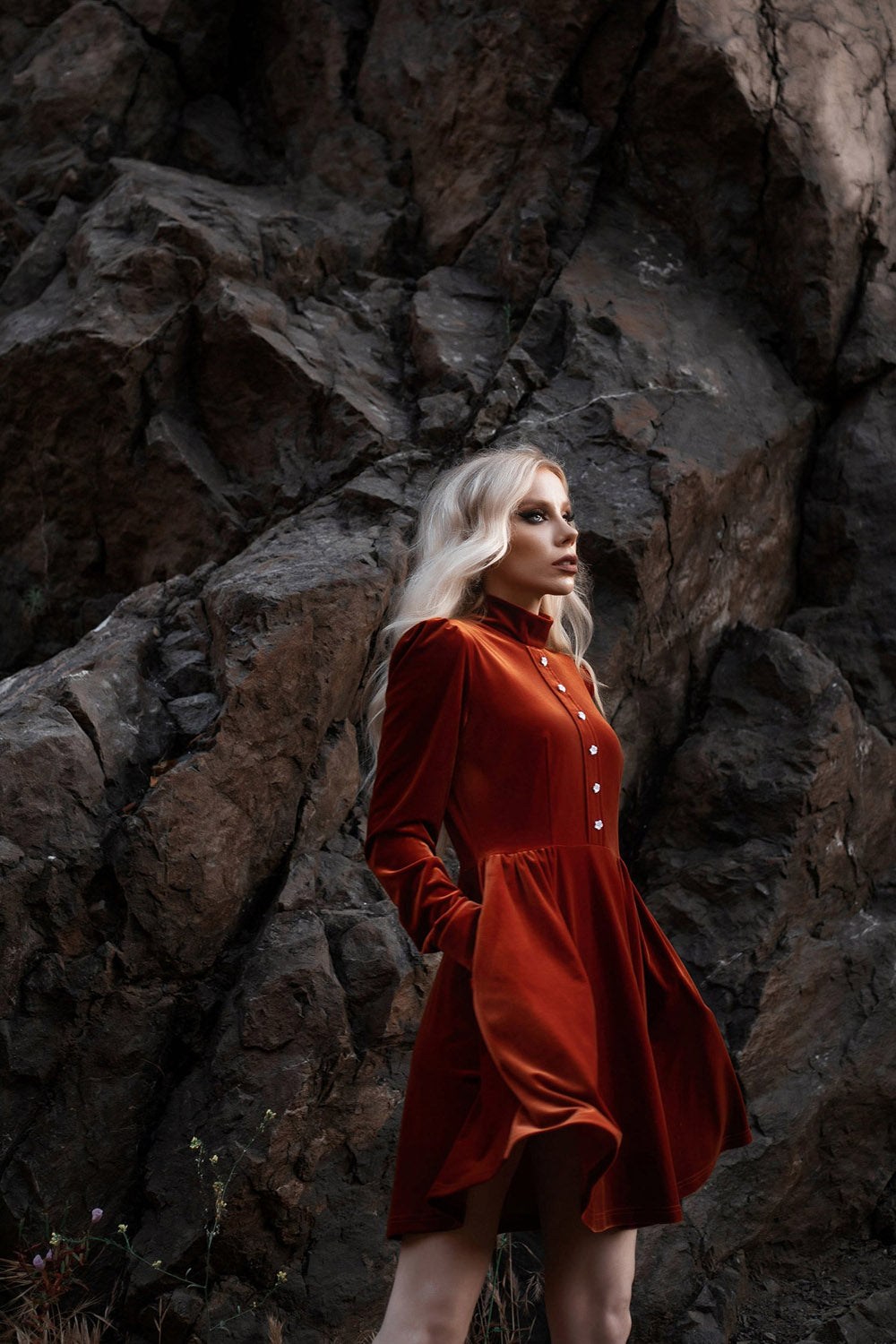gothic vintage  style orange dress