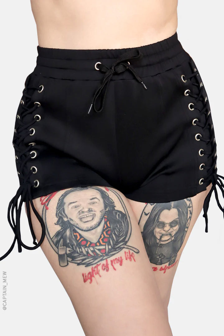 high waisted goth swim shorts