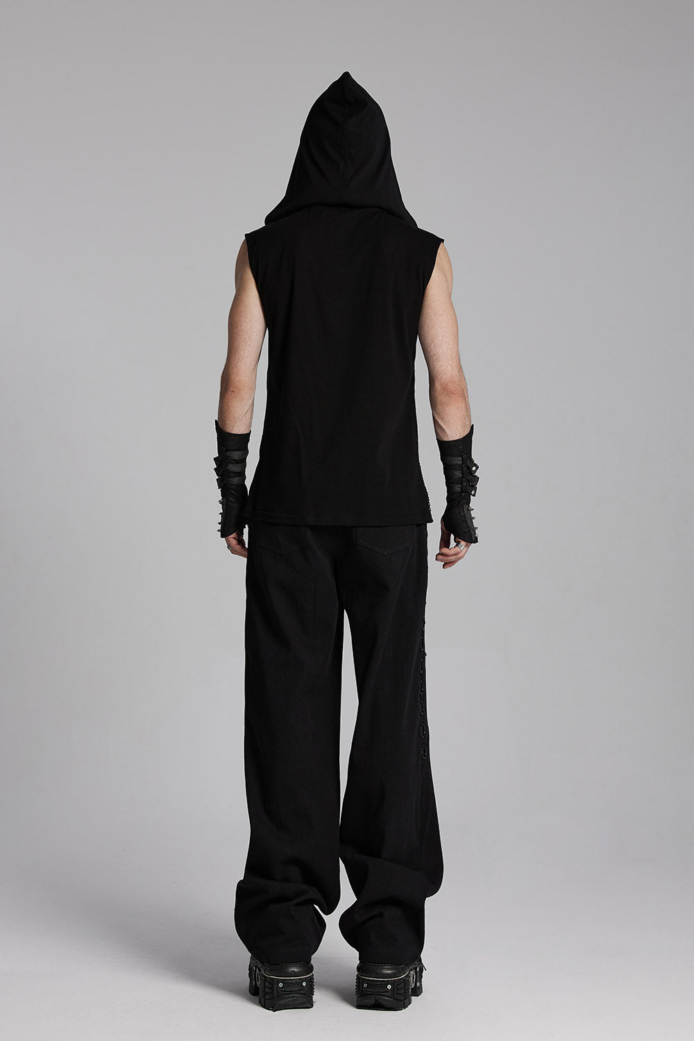 mens vegan leather cyberpunk o-ring top