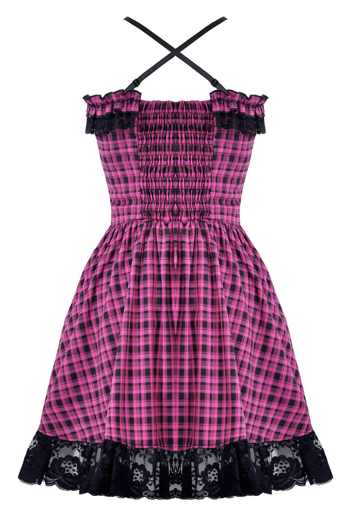 Pink Death Plaid Dress
