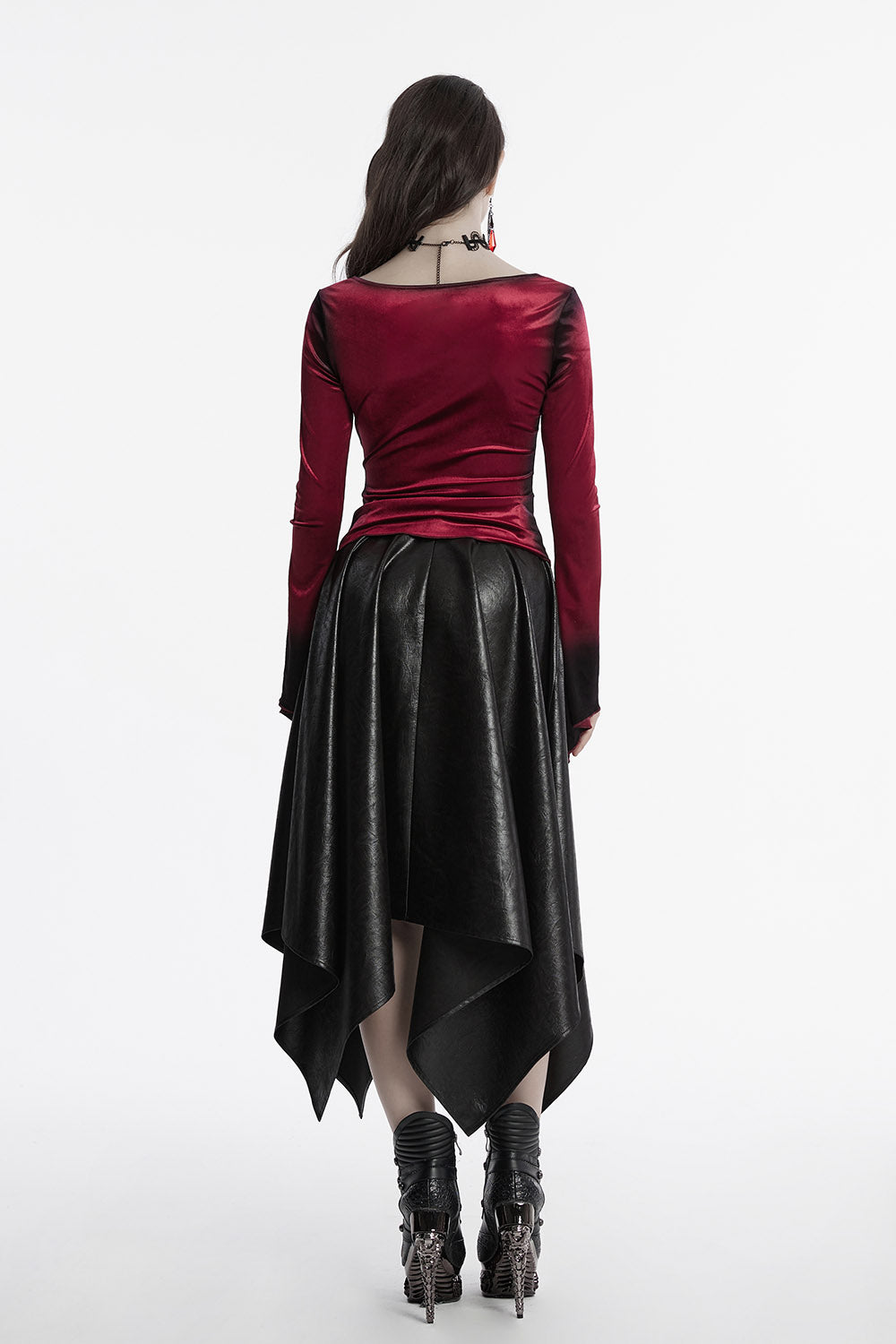 asymmetric hem velvet blouse