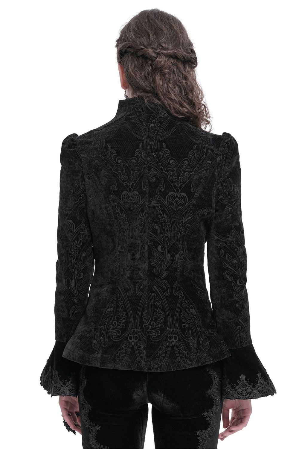 womens black gothic flared sleeve victorian coat