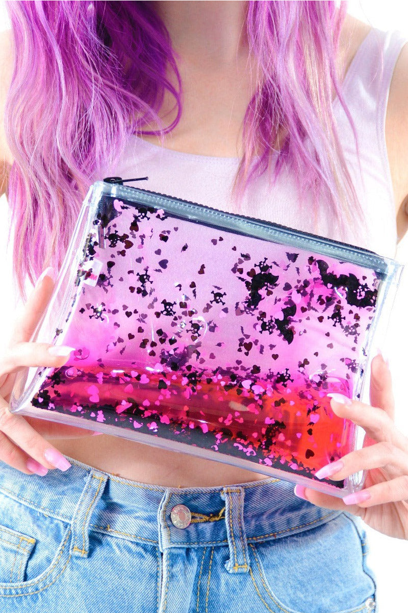 Liquid Glitter Heart Purse