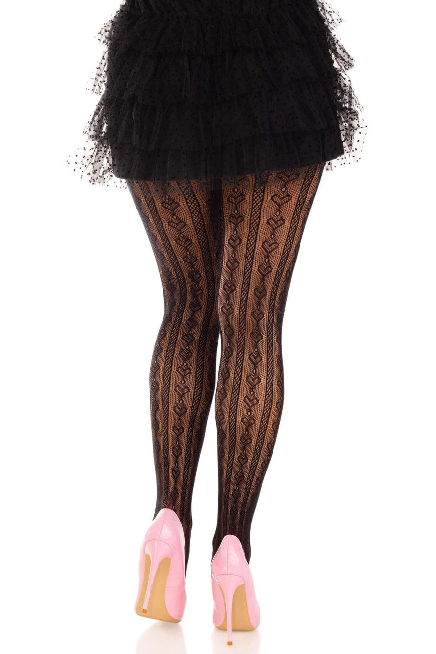 pastel goth heart fishnet tights